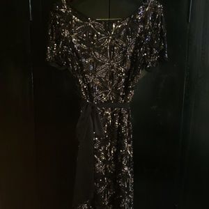 Aidon Mattox brown sequin shift dress sz 12